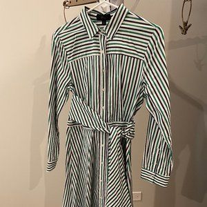J. Crew Shirt Dress in Blue and Green Stripes Women's size 6